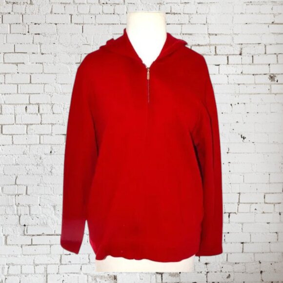 EUC Talbots Full Zip Front Hoodie Red 100% Cotton - Picture 1 of 5